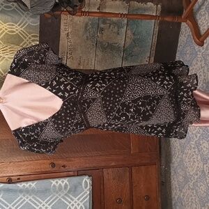 L57 black and white sheer overlay dress medium